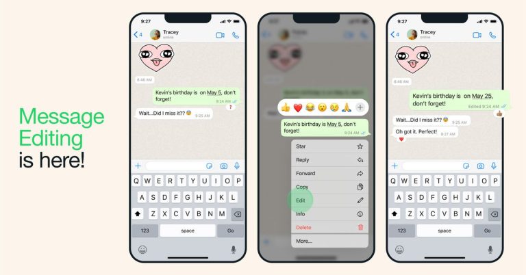 Les modifications des messages WhatsApp arrivent pour vous aider à corriger les fautes de frappe