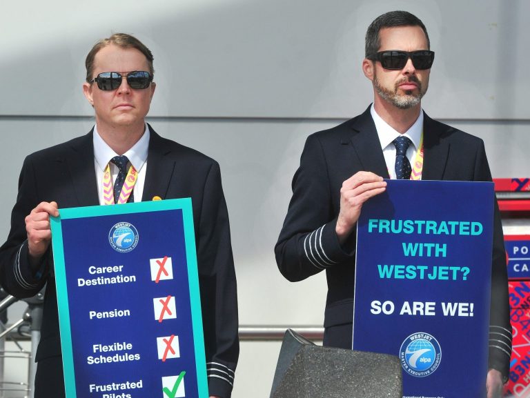 Les pilotes de WestJet émettent un préavis de grève de 72 heures et planifient une action vendredi