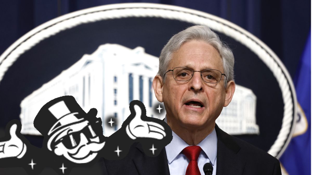 Merrick Garland making a speech about dark web criminals