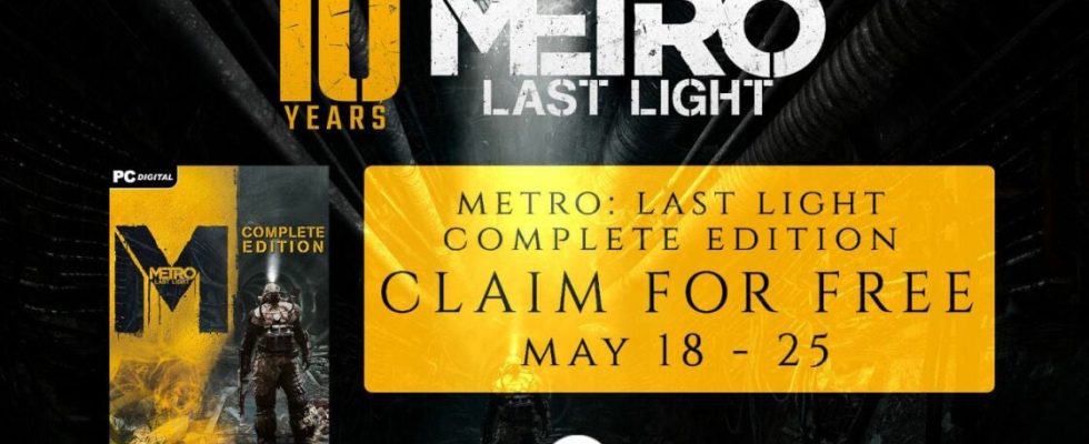 'Metro: Last Light' est maintenant gratuit sur Steam, mais seulement pendant une semaine