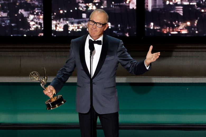 LOS ANGELES, CALIFORNIA - SEPTEMBER 12: Michael Keaton accepts Outstanding Lead Actor in a Limited or Anthology Series or Movie for "Dopesick onstage during the 74th Primetime Emmys at Microsoft Theater on September 12, 2022 in Los Angeles, California. (Photo by Kevin Winter/Getty Images)