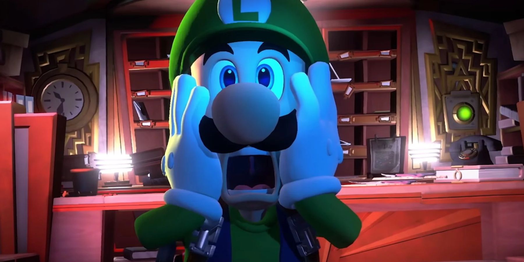 shocked luigi in luigi's mansion