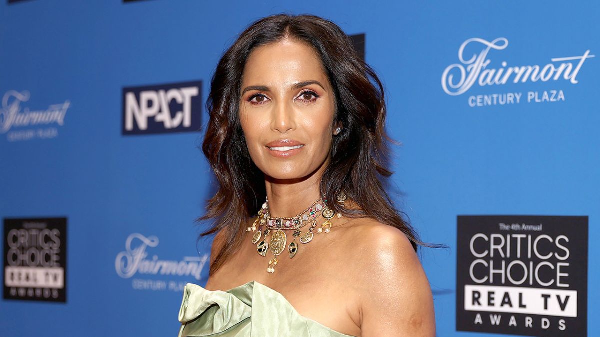 Padma Lakshmi in green dress for Critic