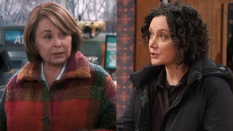 Roseanne Barr on Roseanne and Sara Gilbert on The Conners.