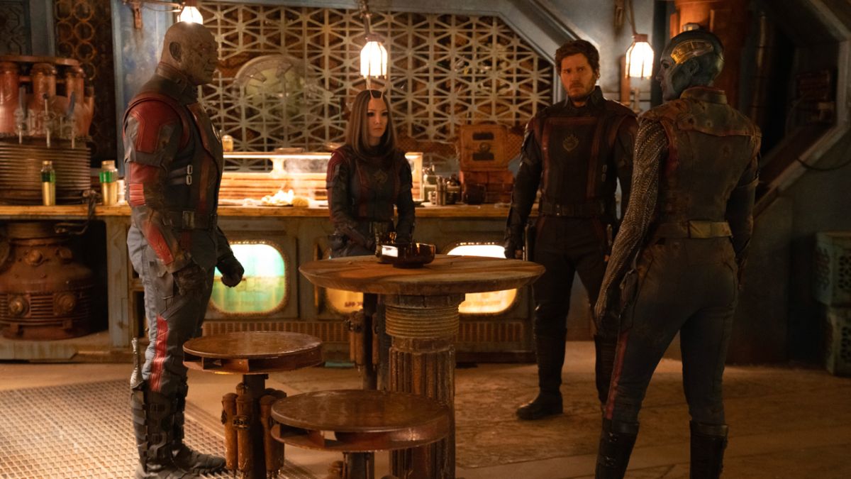 Drax, Mantis, Star-Lord and Nebula in Guardians of the Galaxy Vol. 3