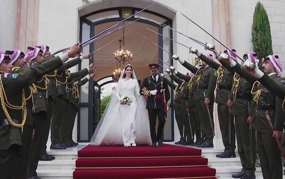 Prince et princesse de Galles Prince William Princesse Catherine Jordan Prince héritier Hussein et princesse Rajwa Al Hussein mariage Moyen-Orient - Palais royal jordanien / AFP via Getty Images