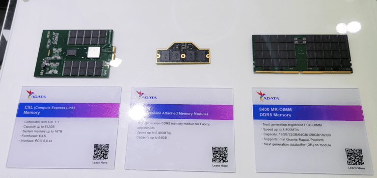 Adata Demos Mémoire nouvelle génération : modules CAMM, CXL et MR-DIMM