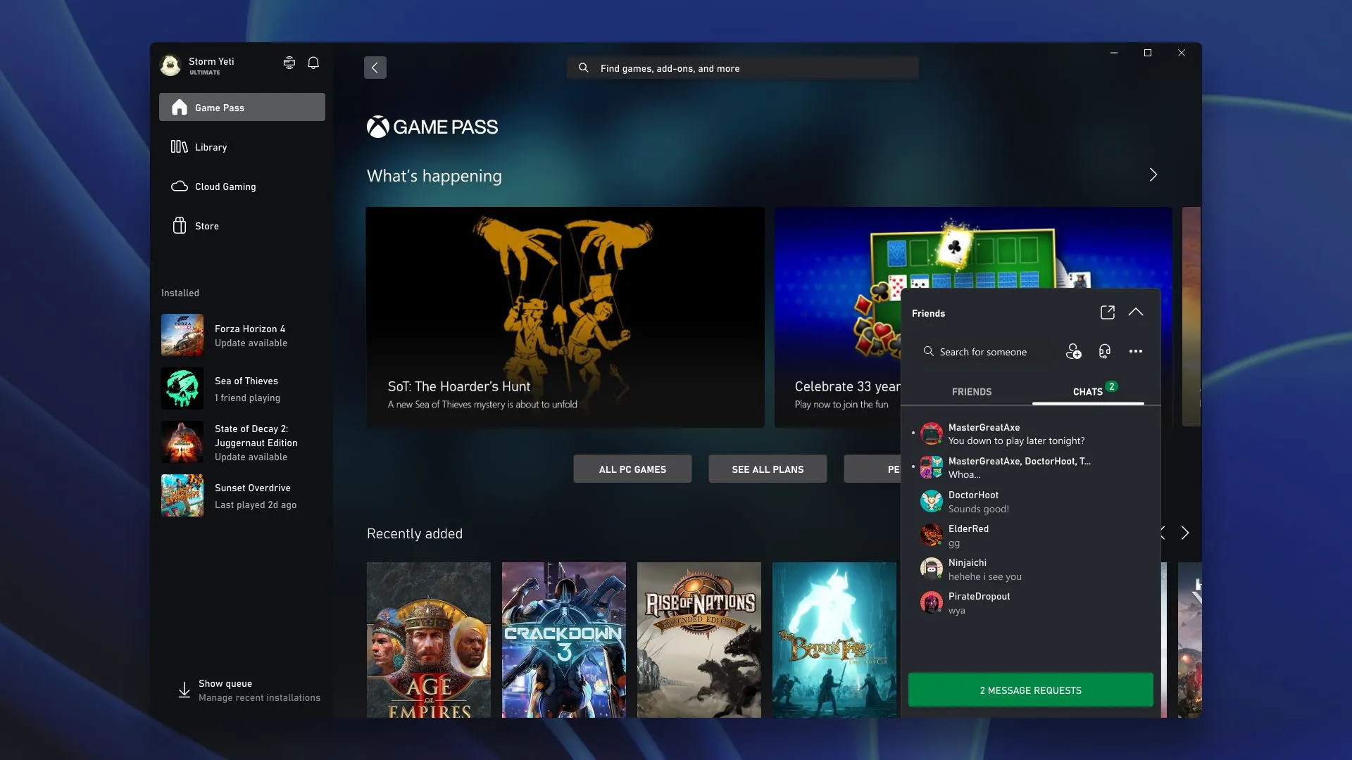 Application Xbox pour Windows Social