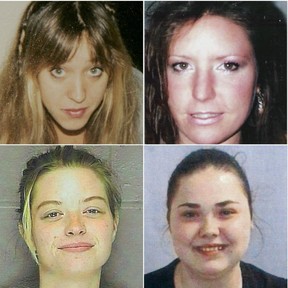 Dans le sens des aiguilles d'une montre à partir du coin supérieur gauche, Kim Raffo, Barbara Breidor, Molly Dilts et Tracy Ann Roberts.  Les quatre femmes ont été victimes d'un tueur en série présumé qui ciblait les prostituées d'Atlantic City.