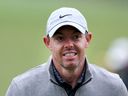 Rory McIlroy, d'Irlande du Nord, réagit lors d'un tour d'entraînement avant les championnats du monde de golf-Dell Technologies Match Play au Austin Country Club le 21 mars 2023 à Austin, Texas.