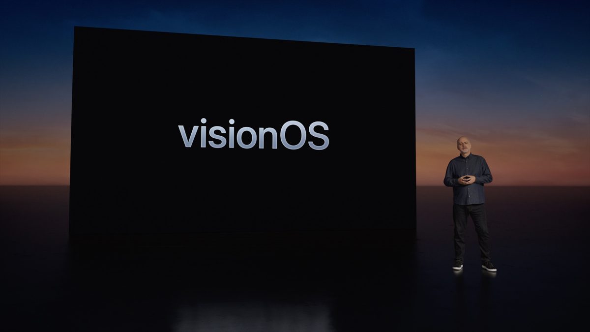 Écran visionOS à l'événement WWDC 2023 d'Apple