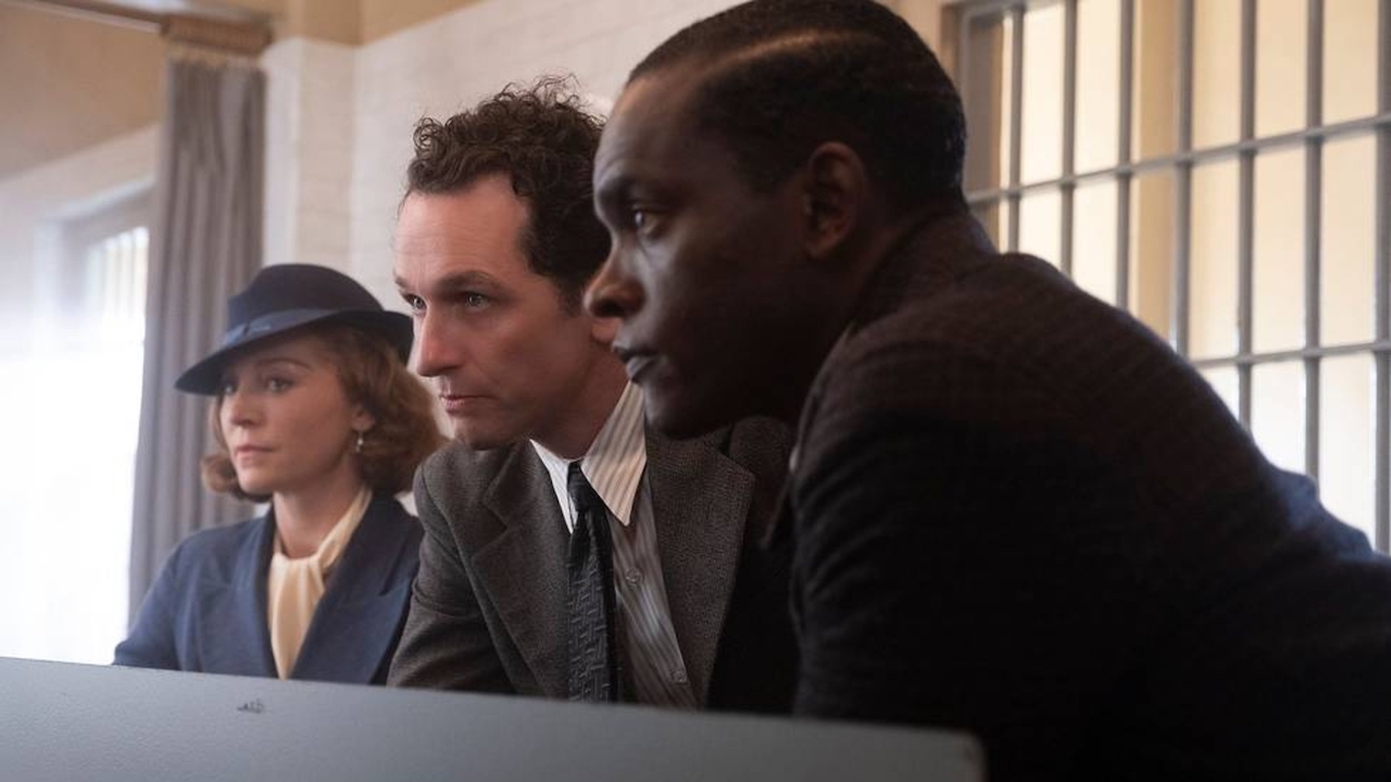 Juliet Rylance, Matthew Rhys et Chris Chalk dans Perry Mason Saison 2