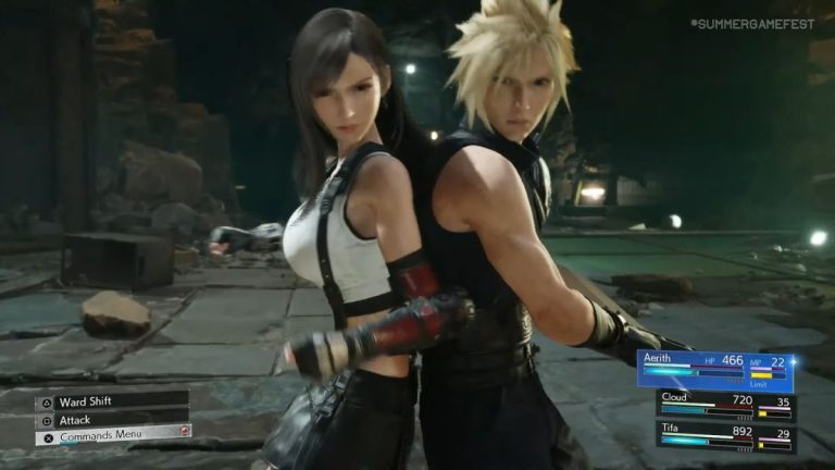 Tifa and Cloud fight back-to-back in screenshot from Final Fantasy 7 Rebirth