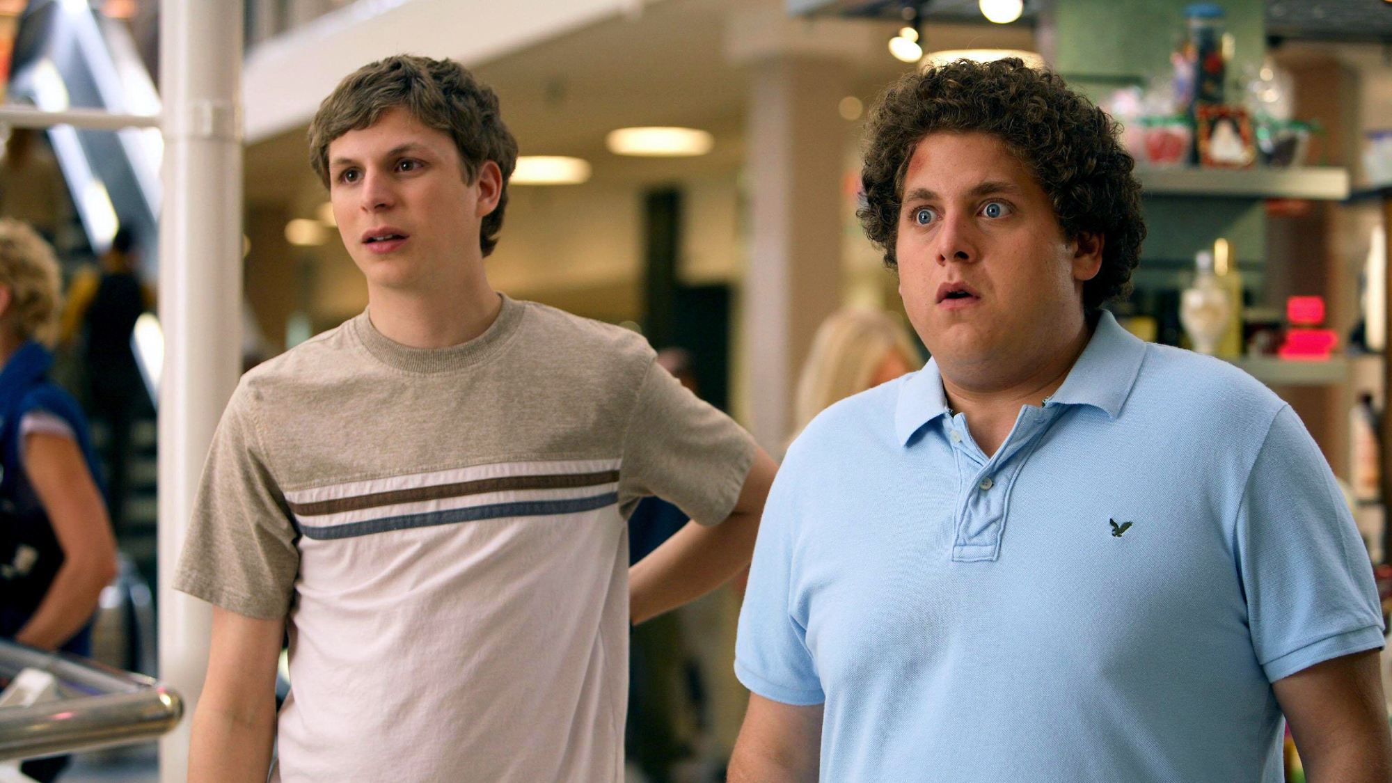 (De gauche à droite) Michael Cera comme Evan et Jonah Hill comme Seth dans Superbad