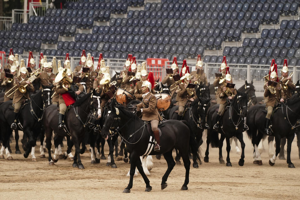 Troupes de la Household Cavalry lors de la revue du major de brigade