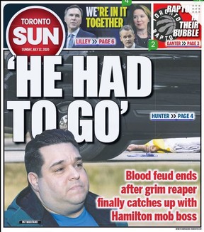 Comment le Sun a couvert le coup du gangster Pat Musitano en juillet 2020. TORONTO SUN