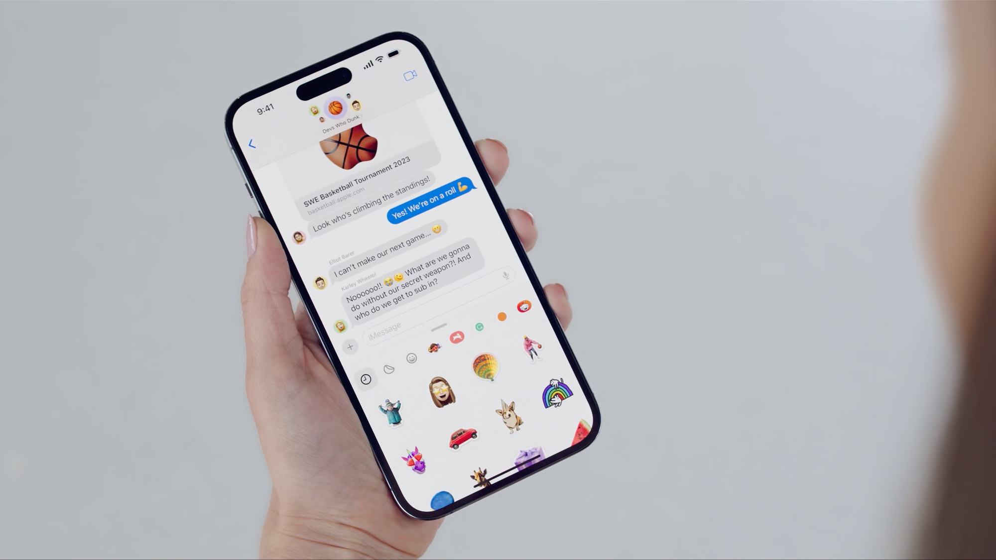 Tiroir d'autocollants de messages iOS 17