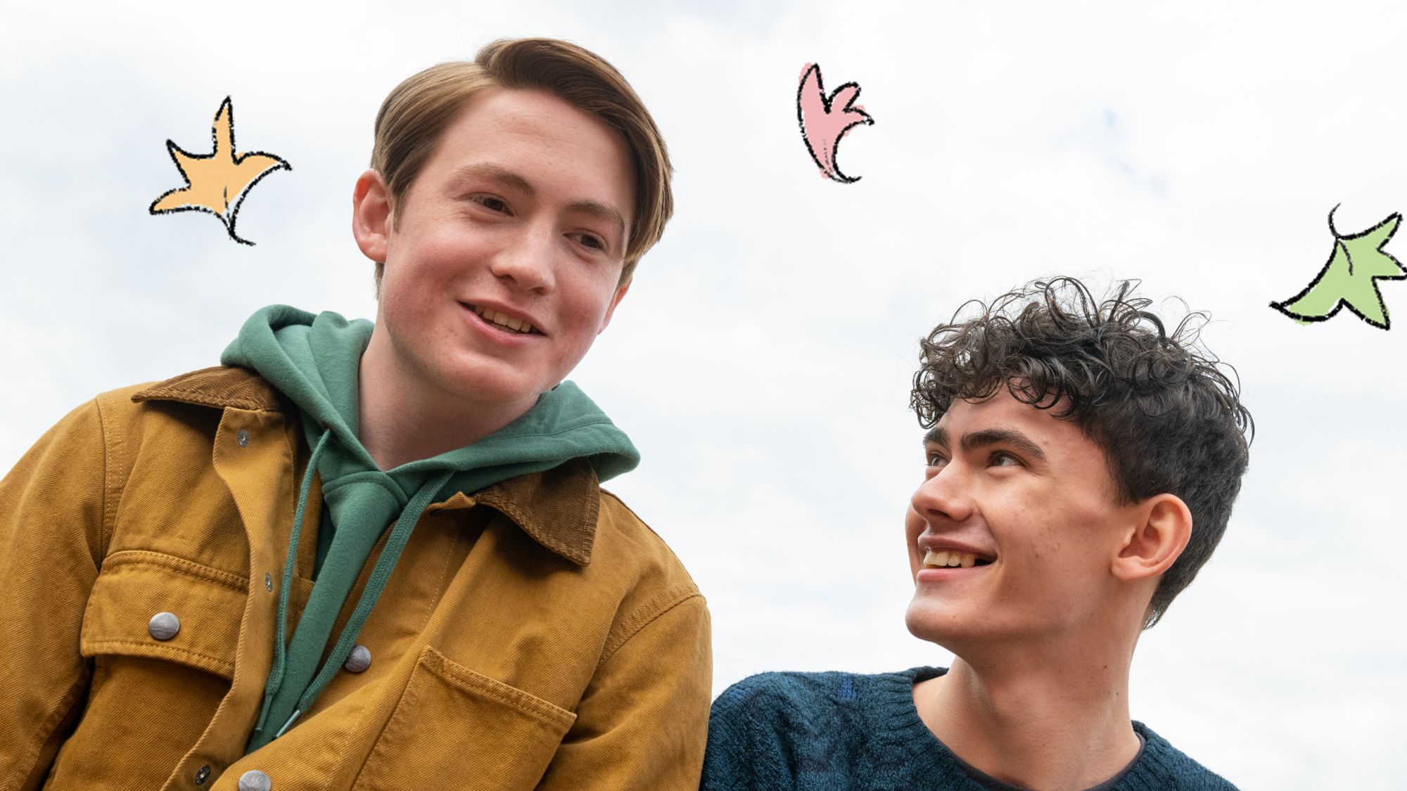 (L, R) Kit Connor et Joe Locke dans l'affiche de Heartstopper