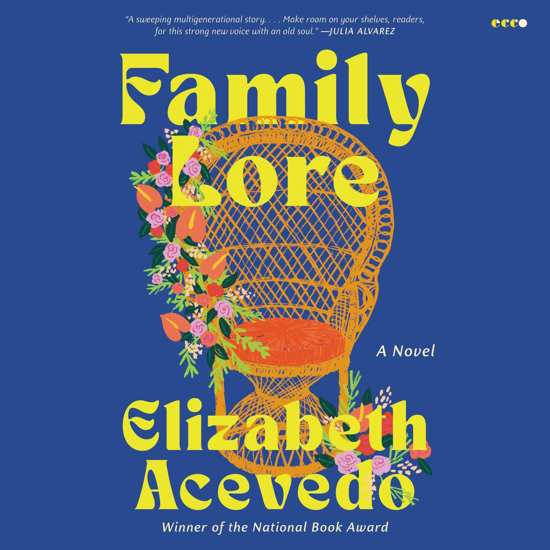 un graphique de la couverture de Family Lore par Elizabeth Acevedo