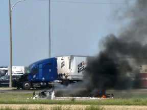 Un accident sur la Transcanadienne au Manitoba.