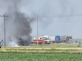 Un accident sur la Transcanadienne au Manitoba.