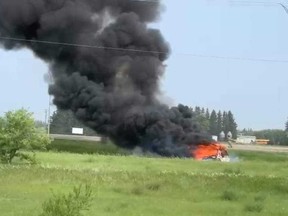 Un accident sur la Transcanadienne au Manitoba.