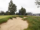 Une vue générale du 15e trou lors d'une ronde d'entraînement avant le 123e US Open Championship au Los Angeles Country Club.