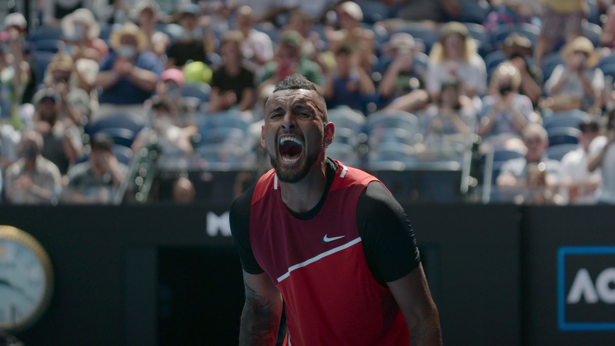 Nick Kyrgios crie joyeusement dans une image de Break Point