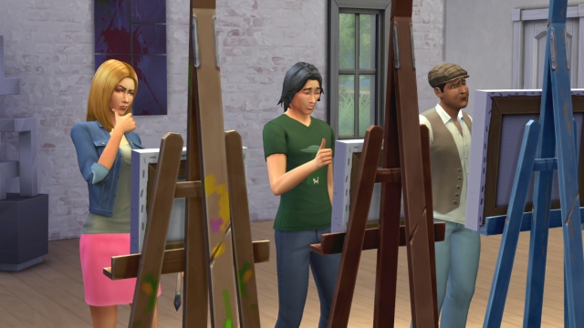 Sims peignant dans Les Sims 4.