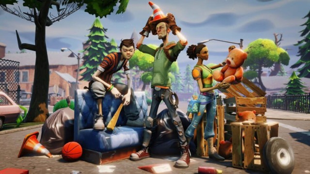 Personnages dans la rue à Fortnite.