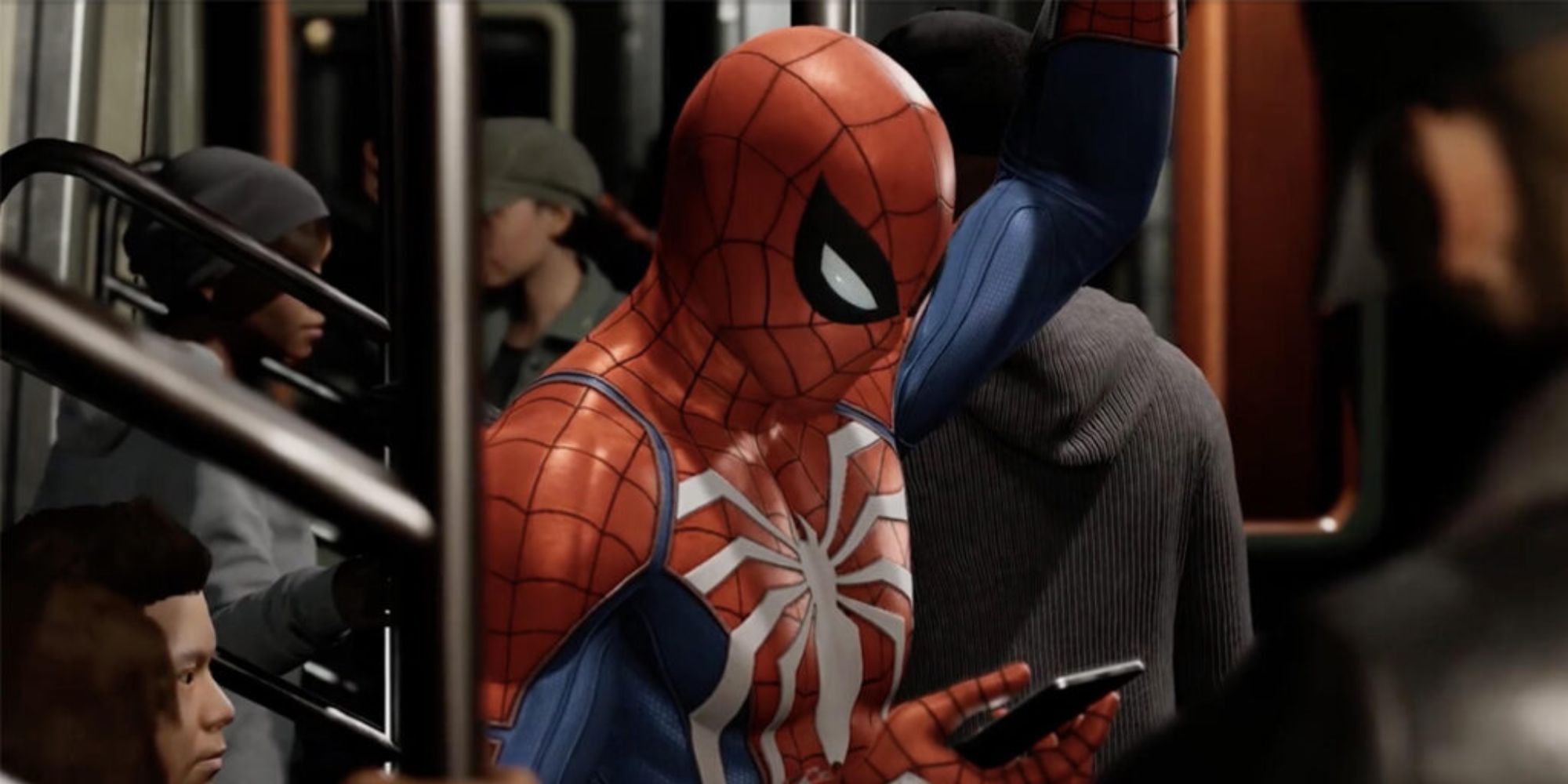 Spider-Man sur son téléphone pendant un écran de chargement.