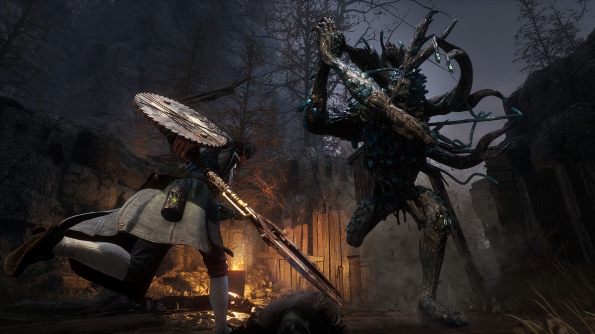 Lies of P screenshot showing combat with woodland creature