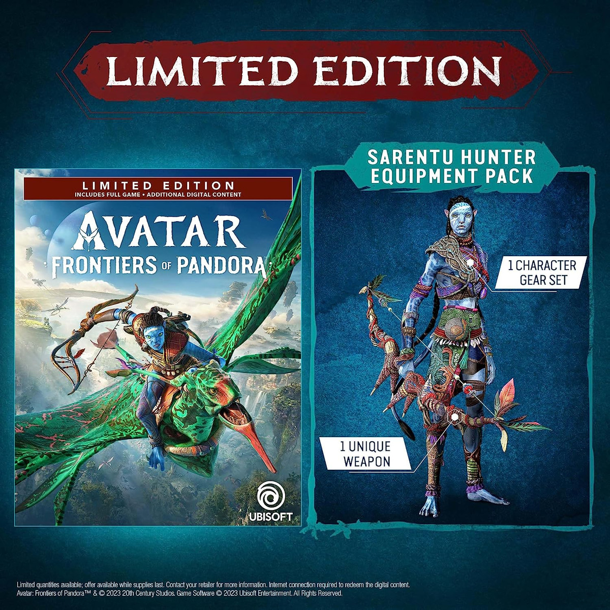 Une image d'archive du pack d'équipement Sarentu Hunter inclus avec l'édition limitée d'Avatar : Frontiers of Pandora