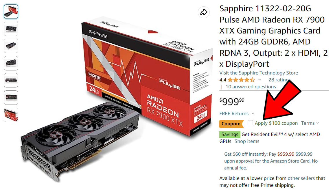 Prix ​​Radeon RX 7900 XTX