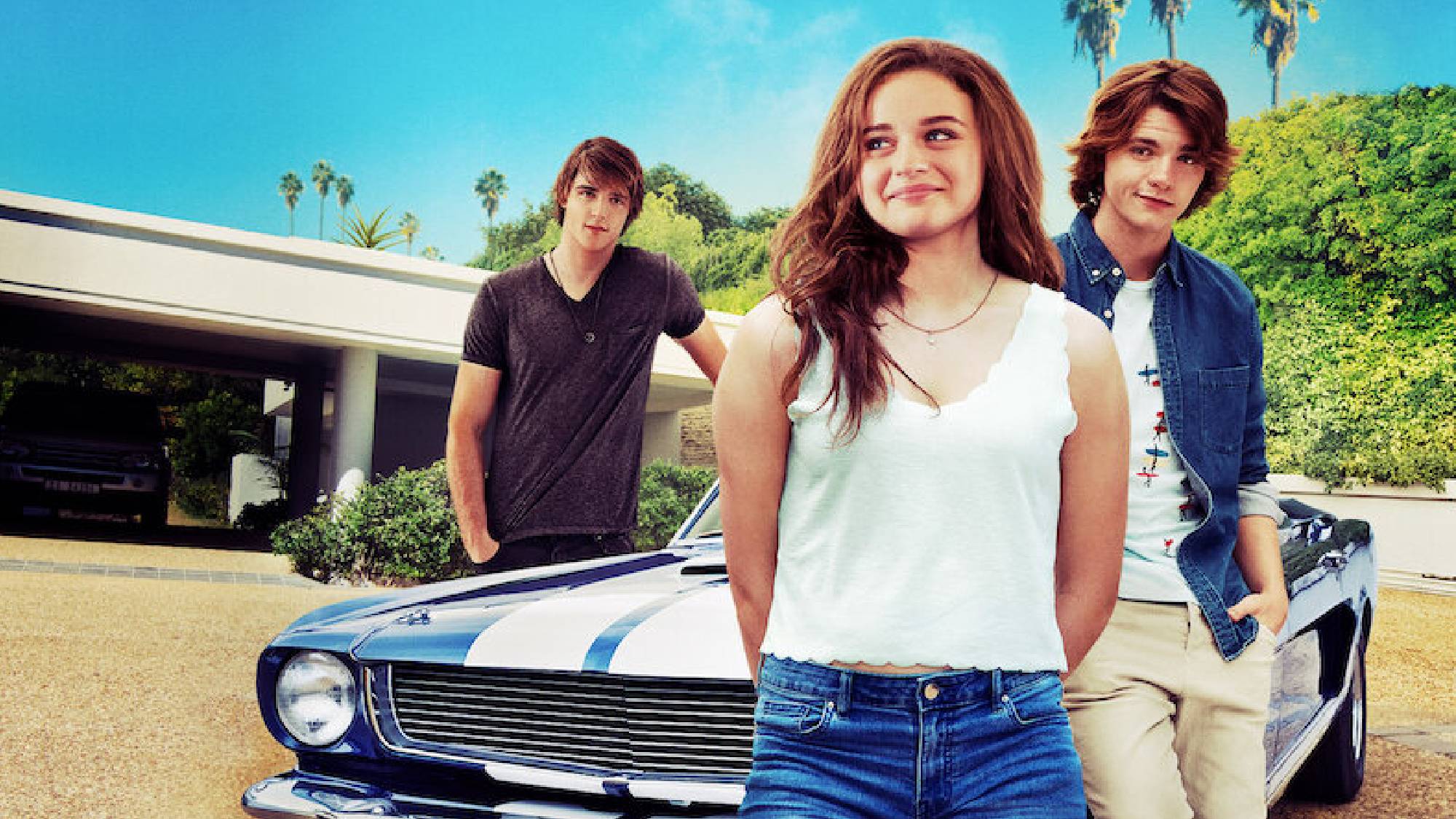 Jacob Elordi comme Noah Flynn, Joey King comme Elle Evans et Joel Courtney comme Lee Flynn dans The Kissing Booth