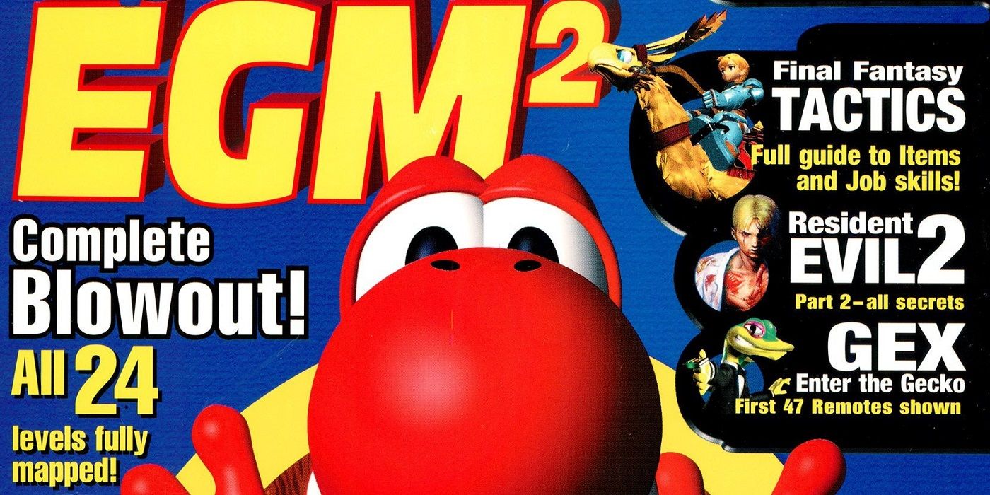 Couverture du magazine EGM2 avec Yoshi's Island, Final Fantasy Tactics, Resident Evil 2, Gex