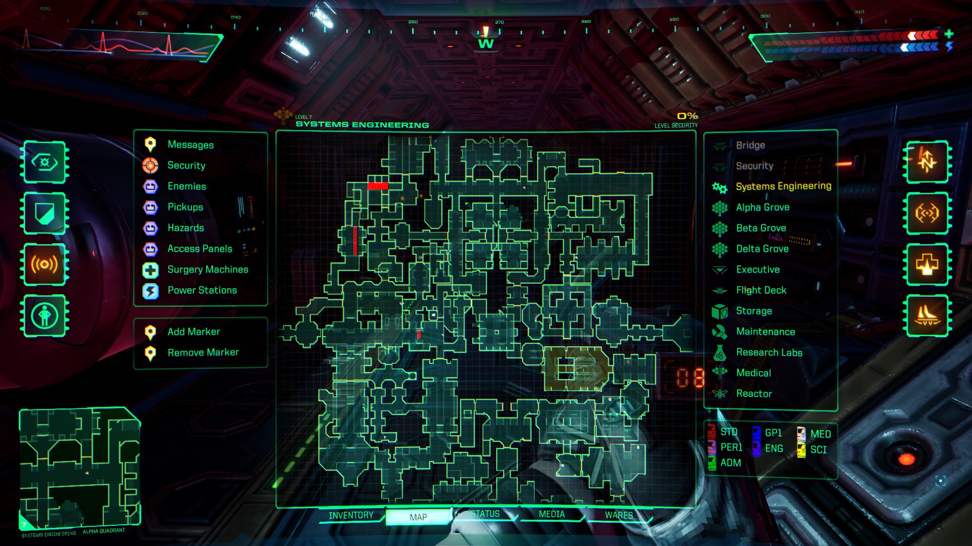 La carte du remake de System Shock.