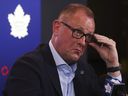 Le directeur général des Maple Leafs de Toronto, Brad Treliving, est présenté aux médias à Toronto le jeudi 1er juin 2023. Son personnel de dépistage sera à l'affût du 