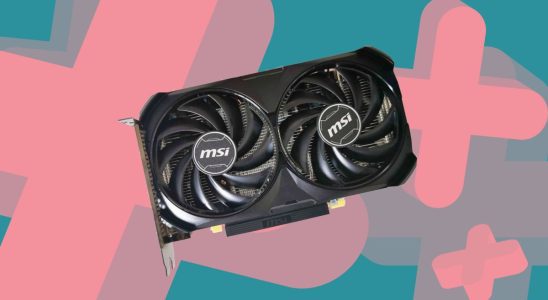 Image of MSI RTX 4060 with pink and blue backdrop