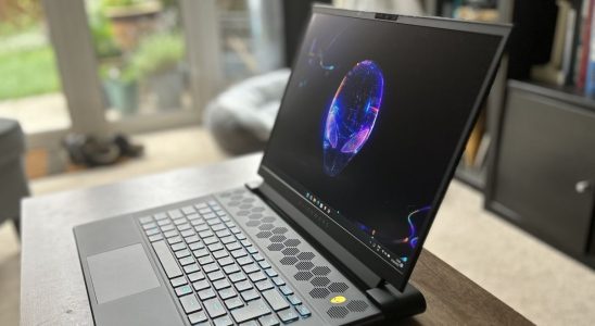 Alienware M16 gaming laptop from the side