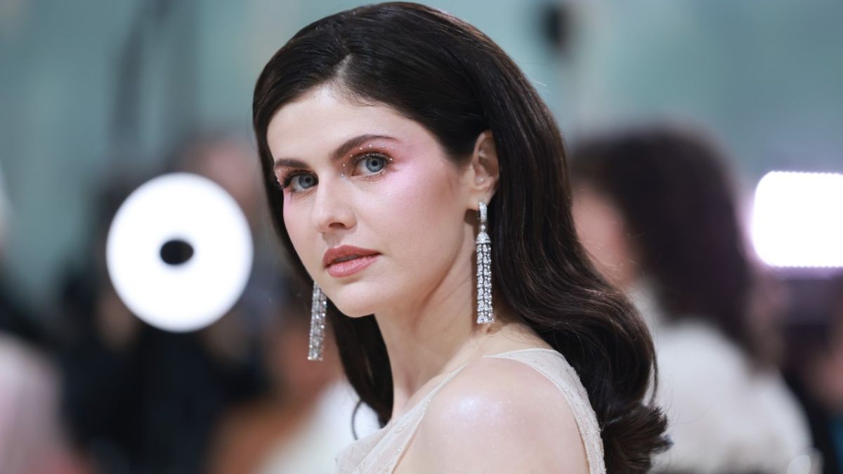 Headshot of Alexandra Daddario at the 2023 Met Gala