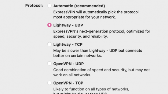 Une capture d'écran de l'application ExpressVPN sur un mac