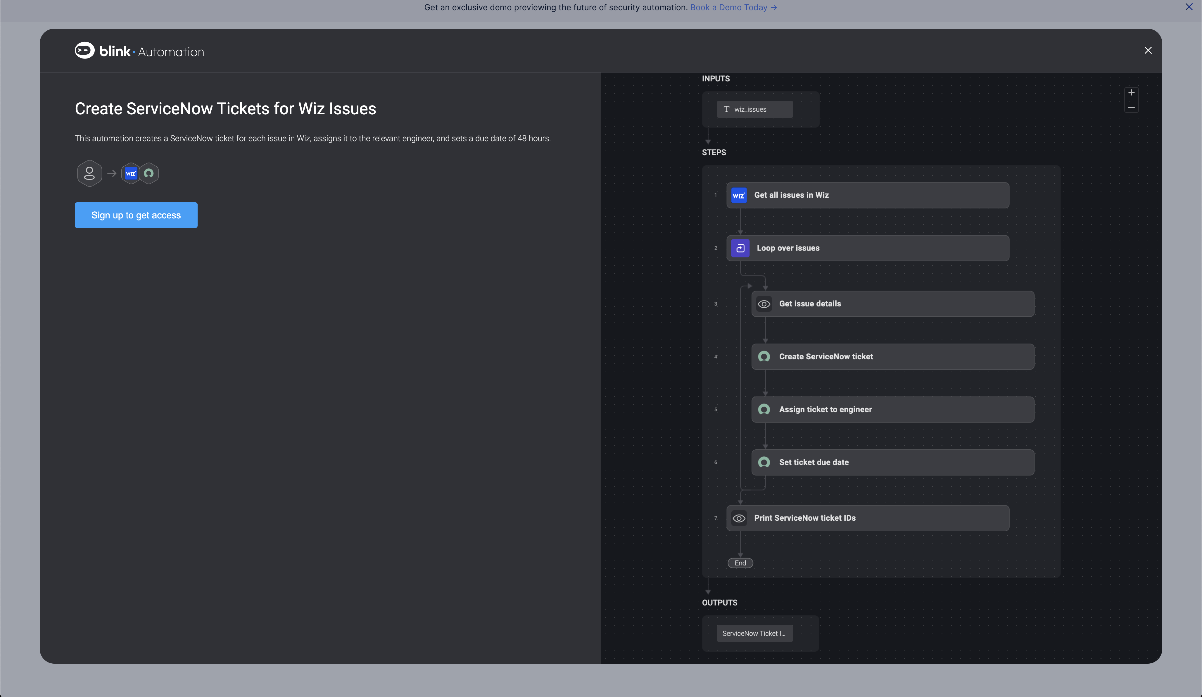 Un flux de travail généré automatiquement à partir de Blink Copilot en fonction d'une invite de l'utilisateur.