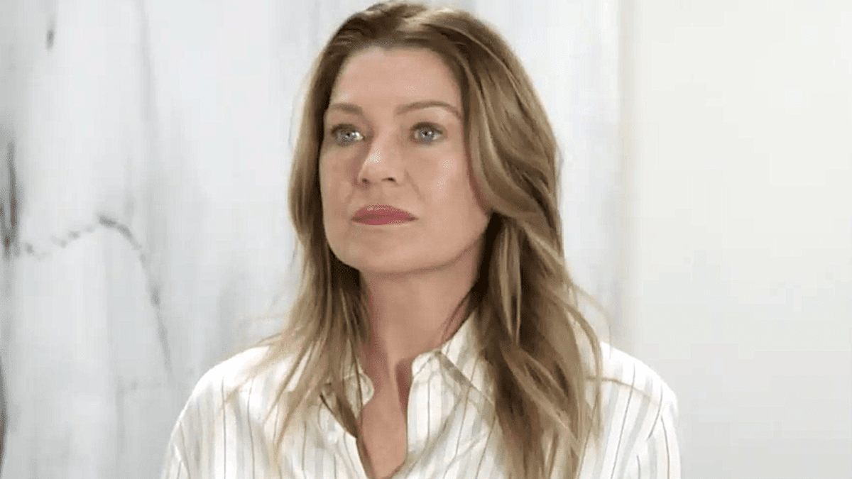 Meredith Grey looks surprised on Grey