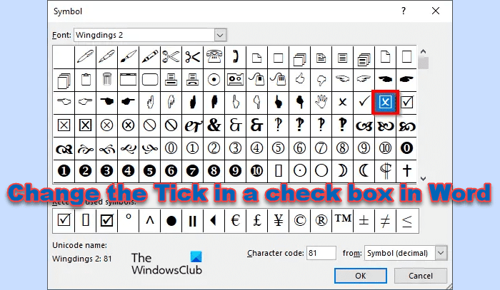 Comment changer la coche dans une case à cocher dans Word