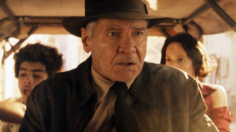 INDIANA JONES AND THE DIAL OF DESTINY, (aka INDIANA JONES 5), from left: Ethann Isidore, Harrison Ford, Phoebe Waller-Bridge, 2023. © Walt Disney Studios Motion Pictures / Courtesy Everett Collection