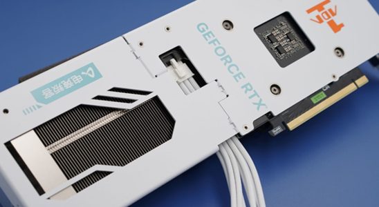 Image of the backplate removed on the white edition Inno3D RTX 4060 GPU.