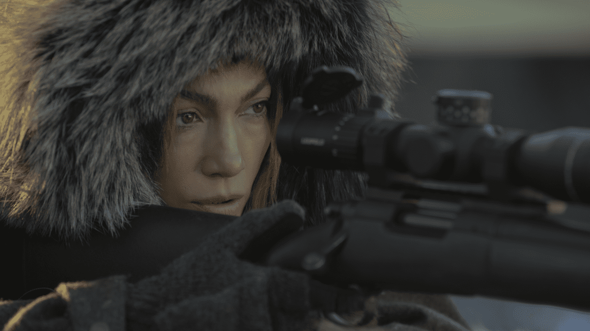 Jennifer Lopez with a gun in The Mother