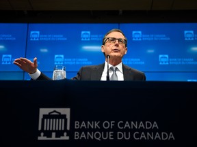 Le gouverneur de la Banque du Canada, Tiff Macklem, lors d'une conférence de presse en 2021.