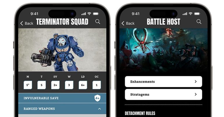 La nouvelle application astucieuse de Warhammer 40K donne gratuitement une grande partie de ses règles de jeu
